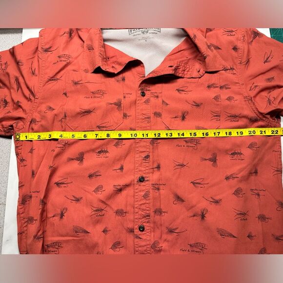 Field & Stream fly fishing print short sleeve button up shirt, Men's Size XL - Picture 9 of 9